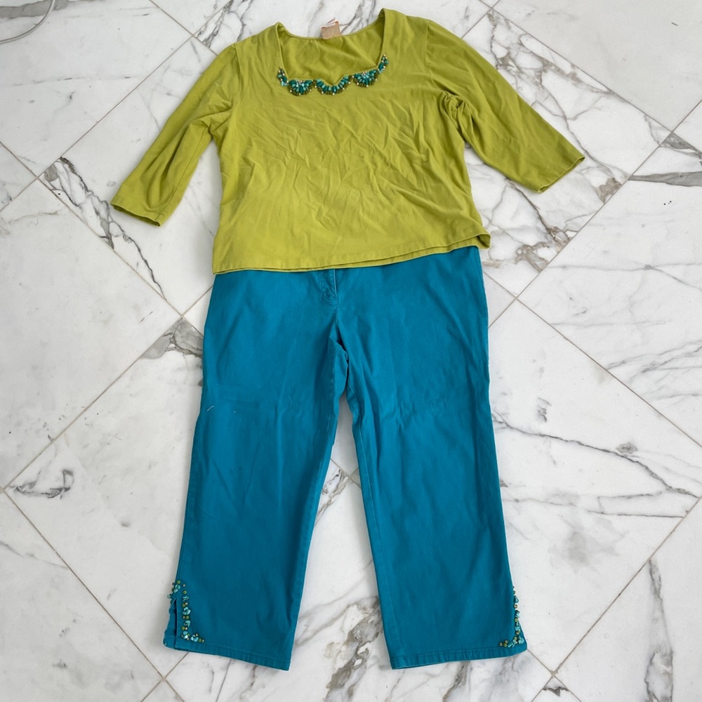 Cutest Ruby Rd. Outfit w Embellished Beaded Top & Bottom Vacation Cruise